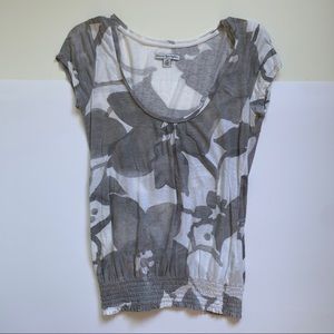 Grey Floral short sleeve T-shirt